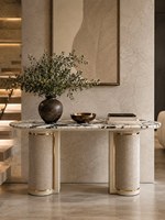 Console d'entrée de style italien, table d'appoint de salon, plateau en marbre, rangement ouvert, décorative et sophistiquée