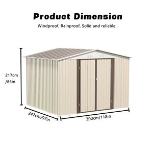 Capanno <span class=keywords><strong>da</strong></span> <span class=keywords><strong>Giardino</strong></span> 10 X 8 FT con Grande Porta a Doppia Cerniera, Capanno con Tetto a Punta e Porta Chiudibile a Chiave, Vendita all'Ingrosso - Product Image 2