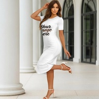 Robe longue décontractée personnalisée grande taille en polyester de haute qualité à manches courtes et col rond pour femme