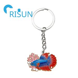 Chaveiros de Peixe Sortudo em Estilo Cartoon, Presente para Animais de Estimação, Chaveiro de Metal Personalizado, Peixe Betta Arco-íris - Product Image 3