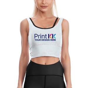 Soutien-gorge de sport à bretelles de yoga élastique moyenne image personnalisée haut court sexy vêtements de fitness sans couture léger motif imprimé doublure en spandex - Product Image 1