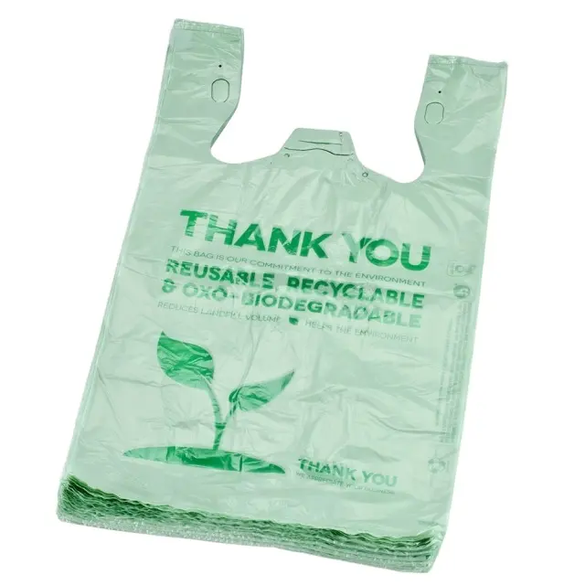 Bolsas biodegradables con logotipo personalizado, bolsas de plástico para camisetas