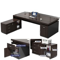 Bureau de direction moderne et minimaliste en bois avec chaise de travail pour employé, bureau informatique individuel avec tiroir