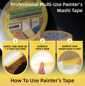 Premium Gelbes Papier-Washi-Klebeband mit Acrylklebstoff, UV-beständig, Langlebig für Wandmalerei und Präzise Farblinien, Heimdekoration - Product Image 3