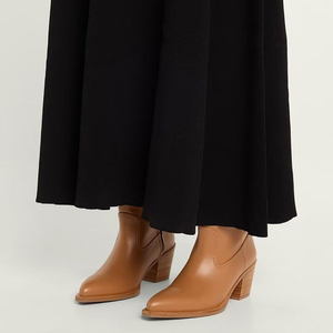 Low Chunky Wedge Heels Pointed Toe Shoes Wide Fit Suede <b>Long</b> Boots Women's on Flock Knee High Booties - Product Image 4