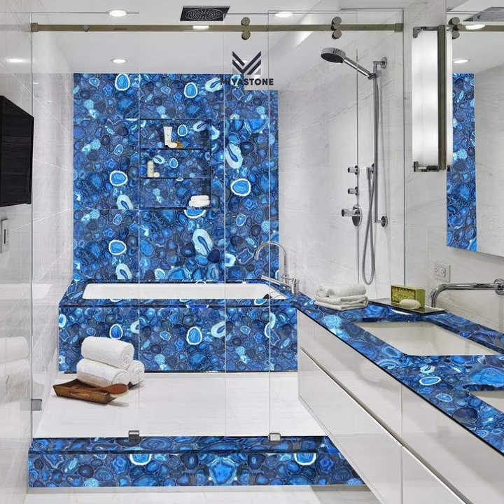 High Quality Blue Onyx Stone Slab Price Background Wall For Bar Floor Tile Stone