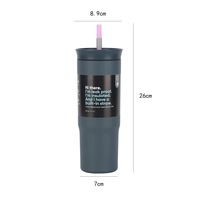 Thermos isotherme en acier inoxydable à double paroi de 24 oz avec logo personnalisé, couvercle et paille, isolation de 12 à 24 heures, pour le camping