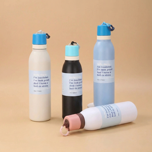Botella de agua de acero inoxidable aislada con tapa giratoria de 18oz/24oz con logotipo personalizado, con pajita para deportes y viajes, libre de BPA. - Product Image 6