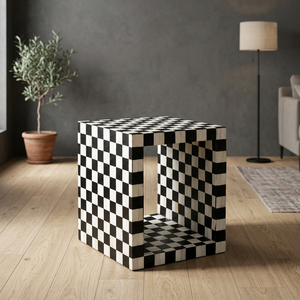 Table d'appoint en bois à motif géométrique moderne, meuble de salon intérieur, design durable, décoration intérieure, table basse - Product Image 1