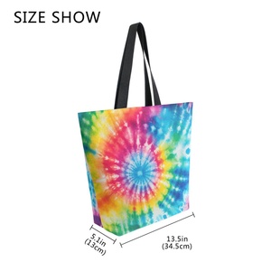 Sacs de shopping en toile écologiques pour femmes, design tie-dye réutilisable, impression personnalisée, style de vie, avec poche intérieure - Product Image 3