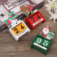 PUSELIFE bureau en bois calendrier de l'avent personnalisé noël bois bureau compte à rebours bloc cubes calendrier support calendrier perpétuel Cubes