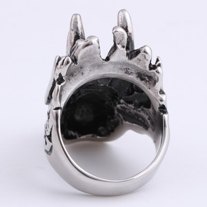 Anillo con Cabeza de Dragón, Color Acero, Joyería para Hombre, Regalo, Diseño de Signo Zodiacal Animal - Product Image 4