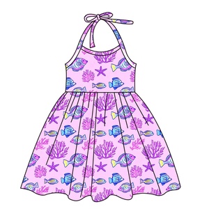 Robe licou imprimée Hippo Kids pour filles, idéale pour les vacances d'été à la plage, modèle moelleux grande taille, service ODM, robe une pièce pour adolescentes - Product Image 3
