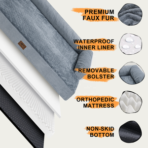 Cama Ortopédica Grande y Moderna para Perros, de Terciopelo Resistente, con Borde Reforzado y Funda Extraíble para Dormir - Product Image 2