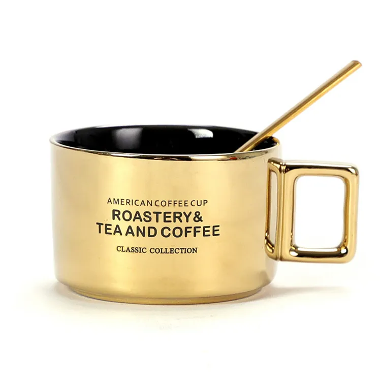 Mini tazza da caffè moderna di lusso all'ingrosso da 4 once tazza da caffè in ceramica nera dorata bianca ambra