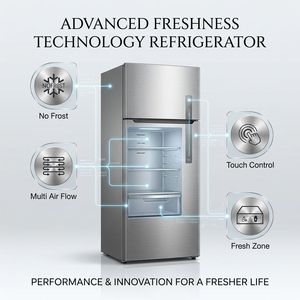 Refrigerador de Doble <span class=keywords><strong>Puerta</strong></span> de 325L Personalizado OEM, Sin Escarcha, R600a, Enfriamiento Eficiente Energéticamente, Almacenamiento de Alimentos Frescos, Refrigeradores con Congelador Superior - Product Image 5