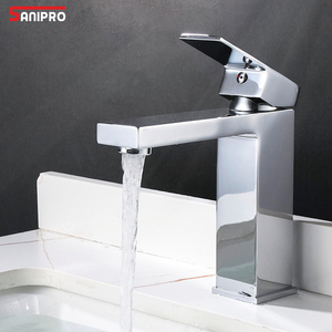 SANIPRO Rubinetto di Lusso Cromato in Acciaio Inox SUS304, Miscelatore Acqua Calda e Fredda, Rubinetteria Quadrata per <span class=keywords><strong>Lavabo</strong></span> <span class=keywords><strong>Bagno</strong></span> - Product Image 1