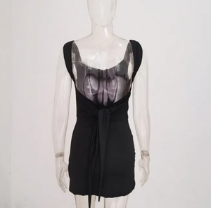 Populaire Simple Style Col Carré Sans Manches Sexy Robes Clubwear Parti <span class=keywords><strong>Noir</strong></span> À Lacets Dos Nu Dames Mini <span class=keywords><strong>Robe</strong></span> - Product Image 6