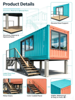 Maison conteneur moderne préfabriquée modulaire écologique 20ft 40ft étanche ignifuge installation rapide pour le glamping