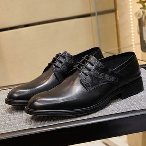 Nouvelles chaussures habillées décontractées noires pour hommes, en cuir véritable de marque italienne, à bout carré et respirantes, idéales pour les soirées. - Product Image 4
