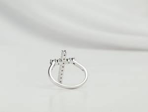 Elegante Anillo Cruzado con Diamante Cultivado en Laboratorio Certificado por IGI, Oro Sólido de 14K, Joyería Cristiana Religiosa con Cruz, Declaración de Fe - Product Image 2