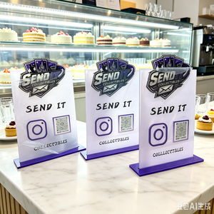 Letrero de Acrílico Personalizado con Soporte en Forma de L, Exhibidor de Tarjetas con Código QR para Tiendas de Artículos Deportivos y Coleccionables - Product Image 2