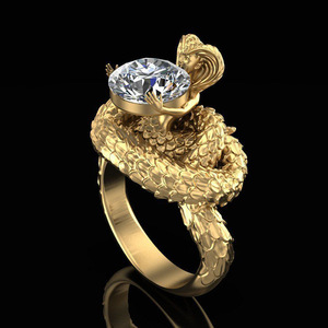 Anello da donna con figura di serpente in stile punk, ornamento per la mano con zirconi cubici alla moda per donne europee e americane - Product Image 4