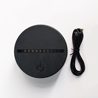 Base de lampe LED 3D en gros avec télécommande et contrôle tactile, fonctionne avec 3 piles AA