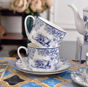 Juego de Taza y Platillo de Porcelana Fina con Diseño de Tigre, para Café y Té de la Tarde, Vajilla Grabada con Caja de Regalo, Serie <span class=keywords><strong>D</strong></span> - Product Image 6