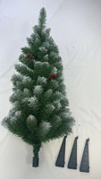 3FT PVC spray peinture blanche arbre de Noël avec baies, pommes de pin, support en plastique