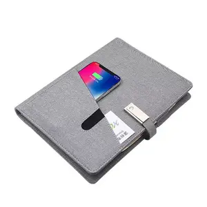 Corporate Gifts Agenda Electronic Diary 2024 Smart Wireless Charger Leather Notebook with Power Bank