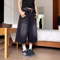Vintage Denim Jeans Hommes Shorts Mi-Taille Trois-Quarts Baggy Pantalon Tissé D'été De Mode Couleur pour Les Jeunes Usage Casual