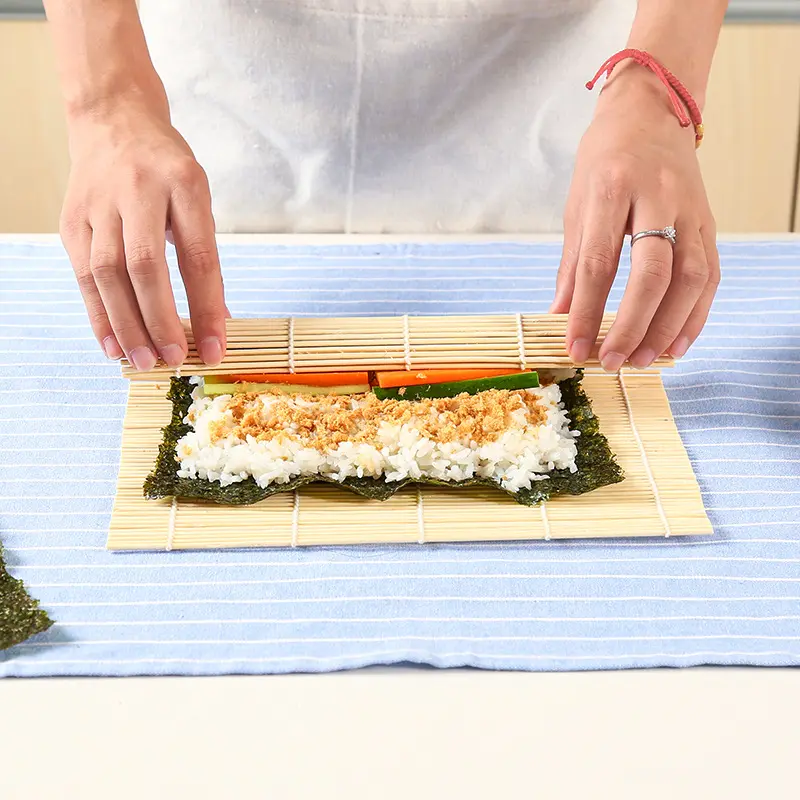 Gulungan Peralatan Sushi Tikar Sushi Rumput Laut Cetakan Bambu Tikar Gulung