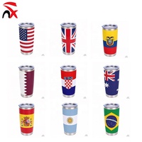 Gobelet isotherme personnalisé avec logo et drapeau national, 20 oz, en acier inoxydable, tasse à café sous vide pour les fans de football à domicile
