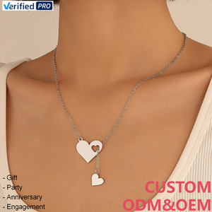 CAIOOCHE Collana con Cuore Traforato in Acciaio Inox, Catena per Clavicola Personalizzabile, <span class=keywords><strong>Gioielli</strong></span> alla Moda per Donna, Regalo per la Festa della Mamma - Product Image 1