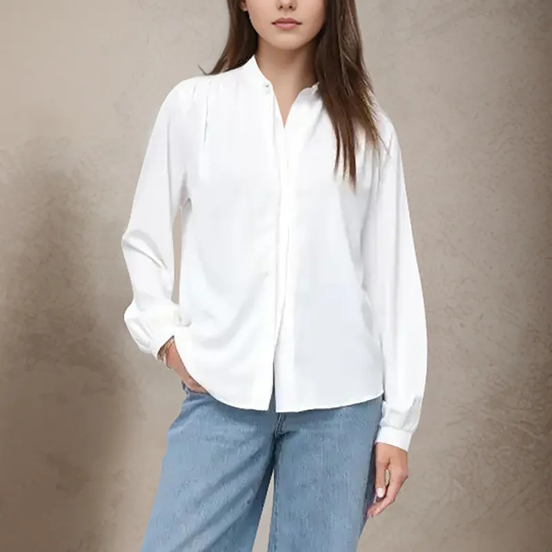 Individuelle solide Farbe Taille, Gürtel unregelmäßiges Oberteil lange Ärmel Vintage O-Ausschnitt Büro Dame Mode neue Tunika Bluse Hemd für Damen /