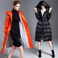 Manteau d'hiver long de luxe pour femme, doudoune personnalisée à capuche mi-longue, rouge