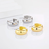 Boucles d'oreilles créoles épaisses dorées et argentées pour femmes - Base en laiton hypoallergénique avec accents en zircon