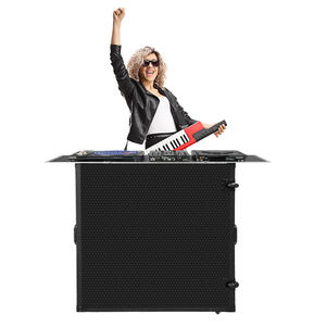 Mesa de DJ Portátil con Ruedas y Asa, Cabina de DJ Portátil con Estuche de Transporte, Marco de Aluminio Negro y Madera Contrachapada para Ferias Comerciales - Product Image 4