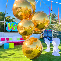 Boule miroir gonflable dorée, grandes boules réfléchissantes brillantes, ballon en PVC, sphère géante violette pour les événements de Noël, les fêtes, les décorations de mariage
