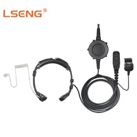 LSENG Geräuschunterdrückendes Kehlkopfmikrofon Walkie-Talkie-Headset, Luftschlauch-Ohrhörer mit Mehrfachstecker für Motorola DP-Serie