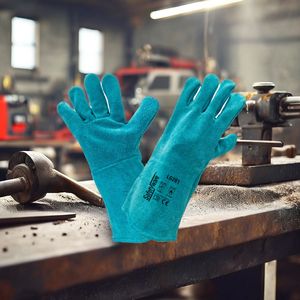 Gants de sécurité fendus en cuir de vachette robustes personnalisés ignifuges résistants à la chaleur protection industrielle en cuir soudage antidérapant - Product Image 2