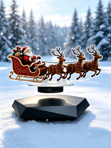 Traîneau du Père Noël à lévitation magnétique avec rennes, ornement de bureau en acrylique, décoration de table de Noël pour la maison, fêtes de fin d'année - Product Image 4
