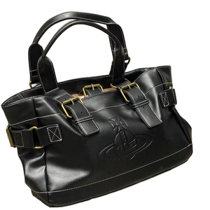 Sac fourre-tout moto vintage en cuir véritable Niche Empress Dowager Saturn, bandoulière unique, broderie géométrique en polyester - Product Image 4