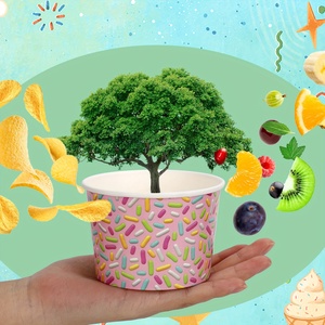 Biểu Tượng Tùy Chỉnh In Gelato Bát 3/4/5/8/12/16Oz Dùng Một Lần Tường Kem Cốc Giấy Với Nắp Muỗng - Product Image 5