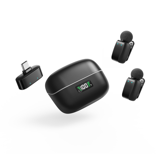 Wireless Lapel Microphone for Video Camera Wireless Microphone Double Noise Cancellation