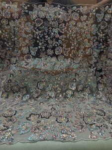 Tissu en filet importé exclusif avec des perles de travail manuel complexes, parfait pour les robes de mariée, les saris, les lehengas et les robes de soirée - Product Image 2