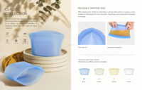 Sacs de conservation alimentaire en silicone réutilisables à triple couche, hermétiques, nouveau style, pour congélateur