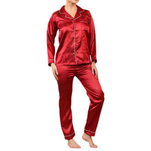 Ensemble de pyjama soyeux et doux pour femme avec imprimé floral – Vêtements de nuit confortables à coupe décontractée et ensemble de vêtements de nuit confortables pour la maison - Product Image 2