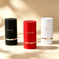 Boîte à parfum plate noire avec logo personnalisé, pelliculage mat biodégradable, pour flacon en verre de 30ml, 50ml, 100ml, avec pulvérisateur à pression